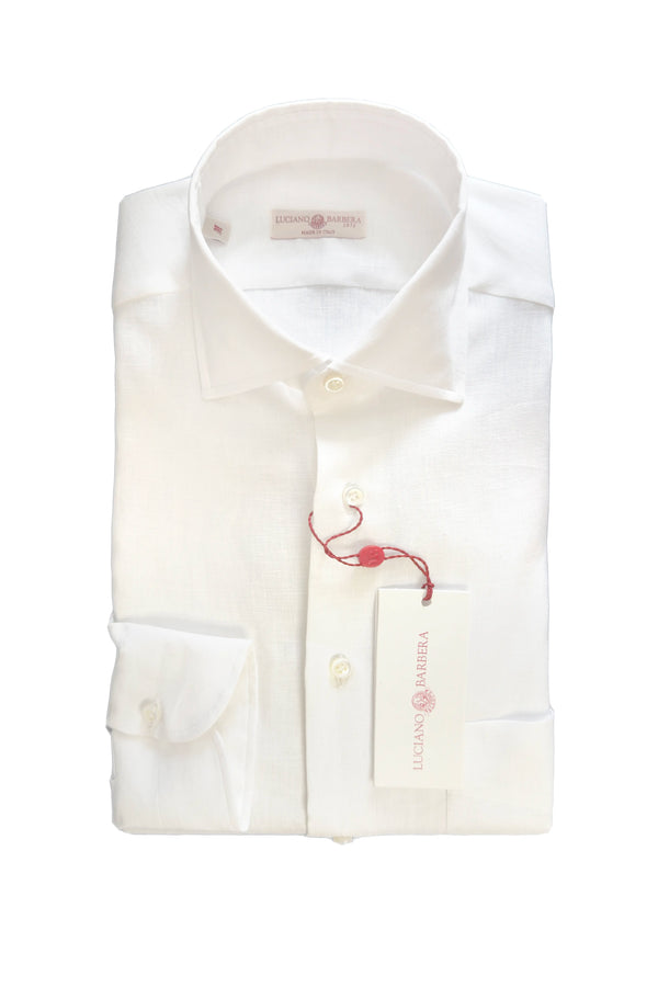LUCIANO BARBERA WHITE LINEN SHIRT