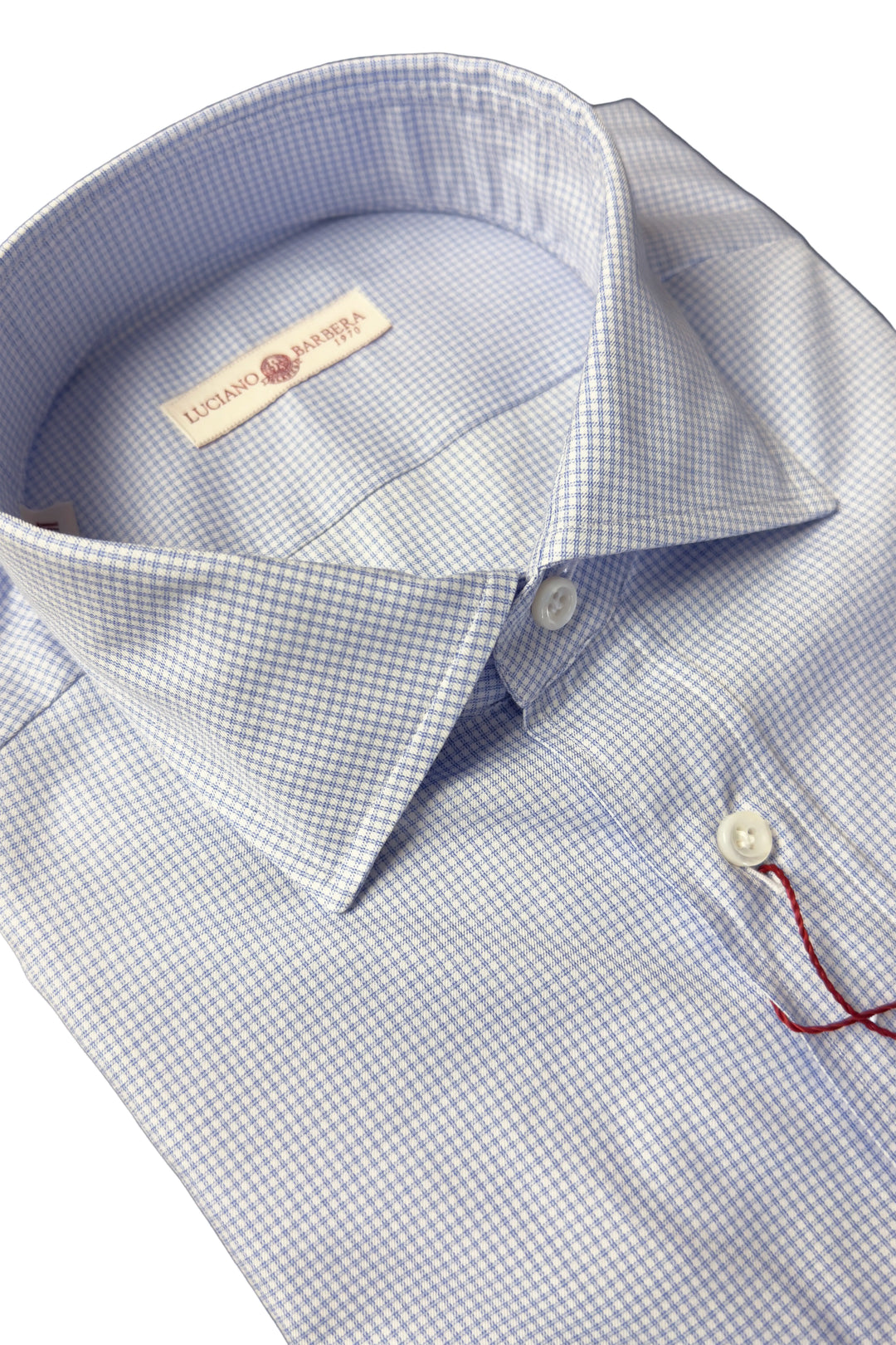 LUCIANO BARBERA LIGHT BLUE WHITE CHECK SHIRT