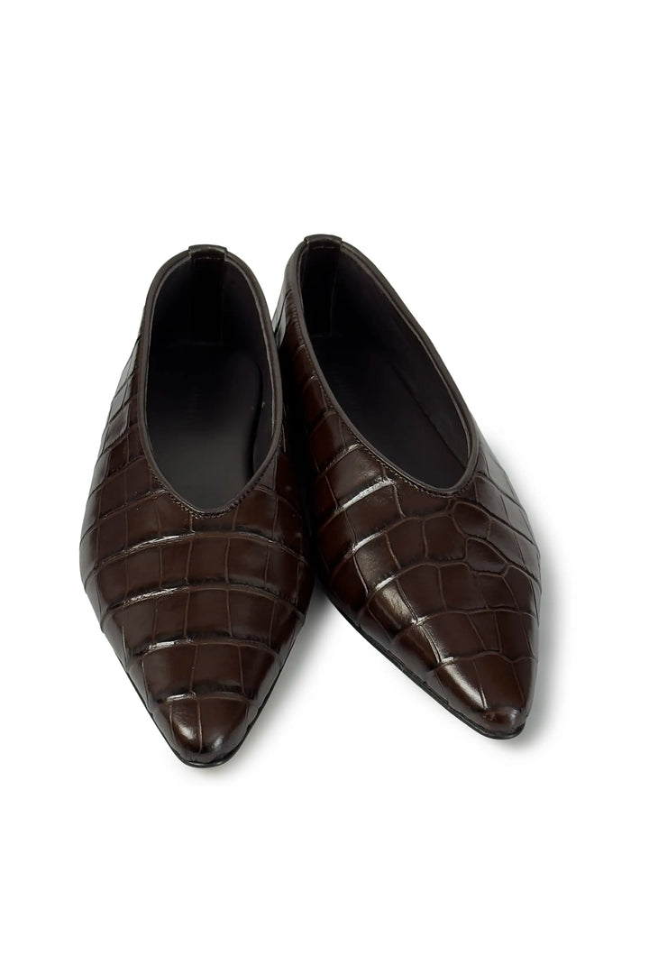 Dear Frances Topo Flat  Espresso Croc