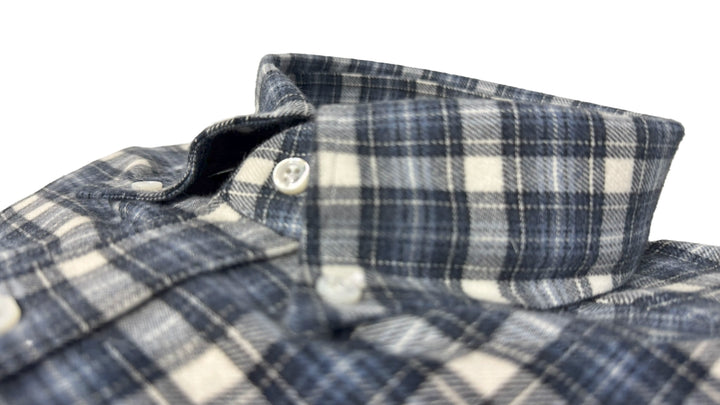 LUCIANO BARBERA WHITE NAVY PLAID FLANNEL