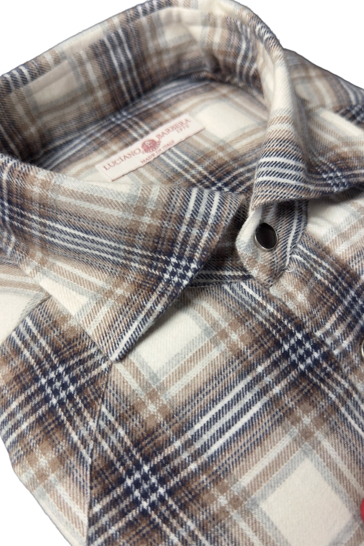 LUCIANO BARBERA CREAM TAN WESTERN SHIRT