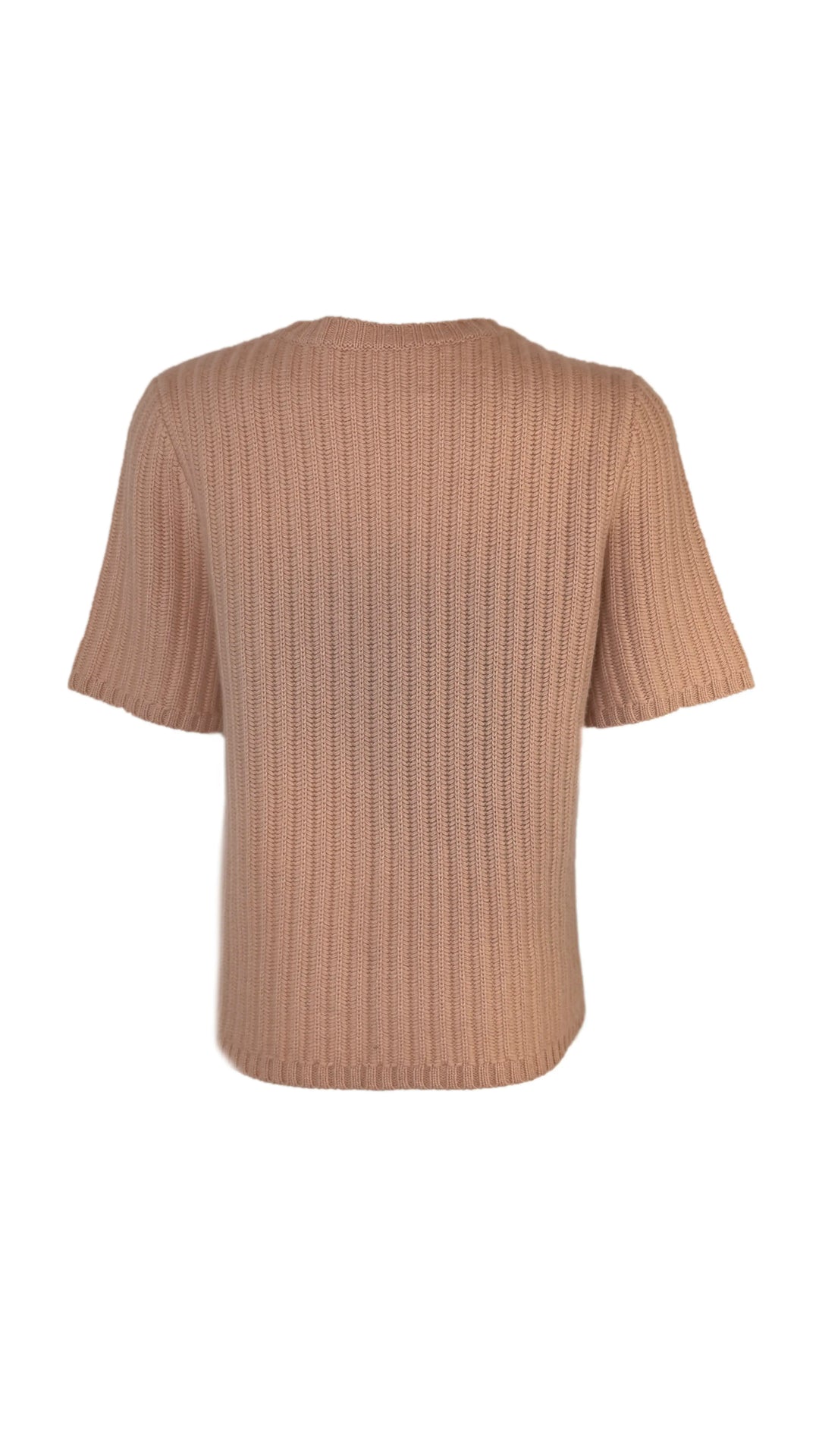 Beige ribbed t-shirt on a white background