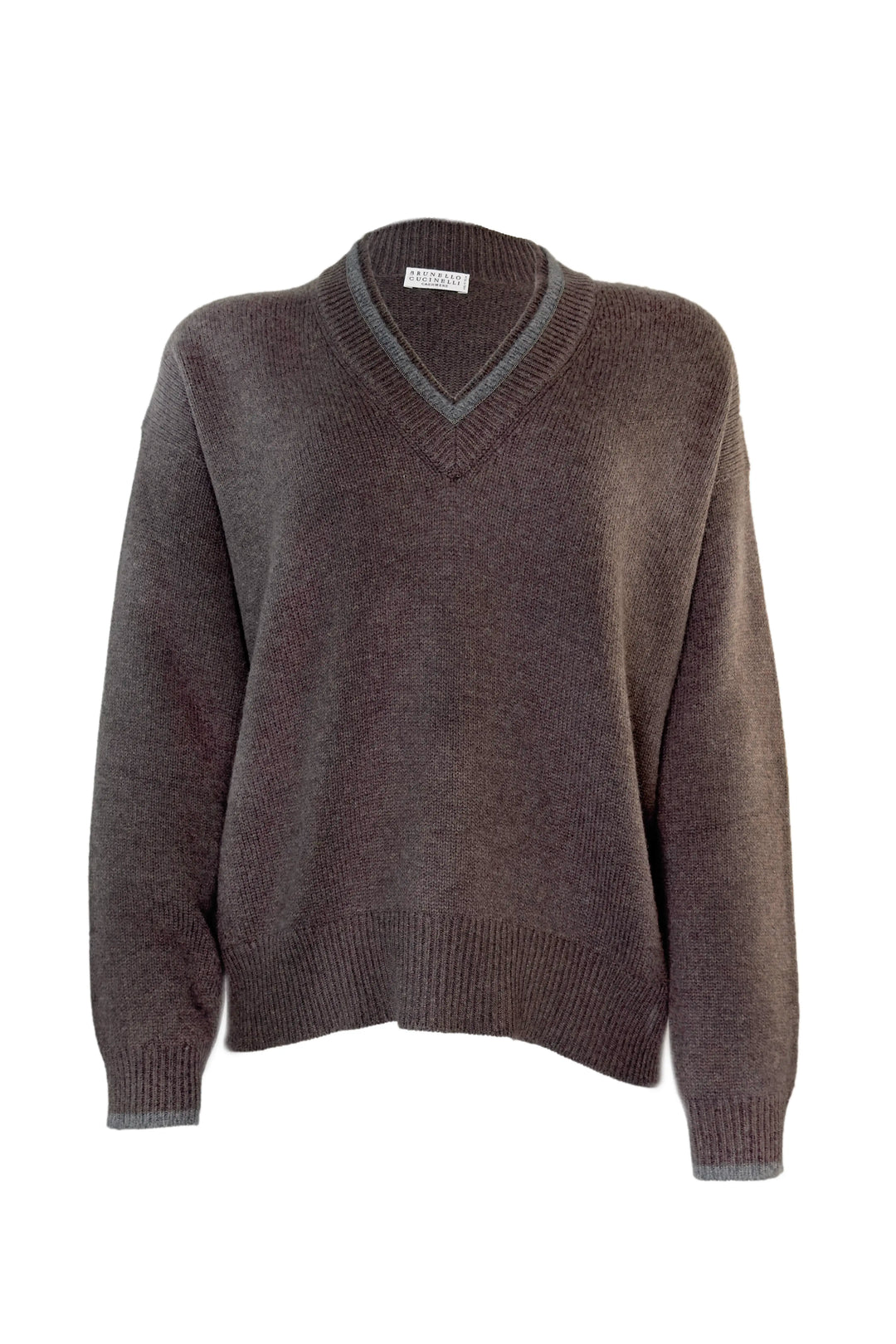 Brown sweater with a V-neck on a white background