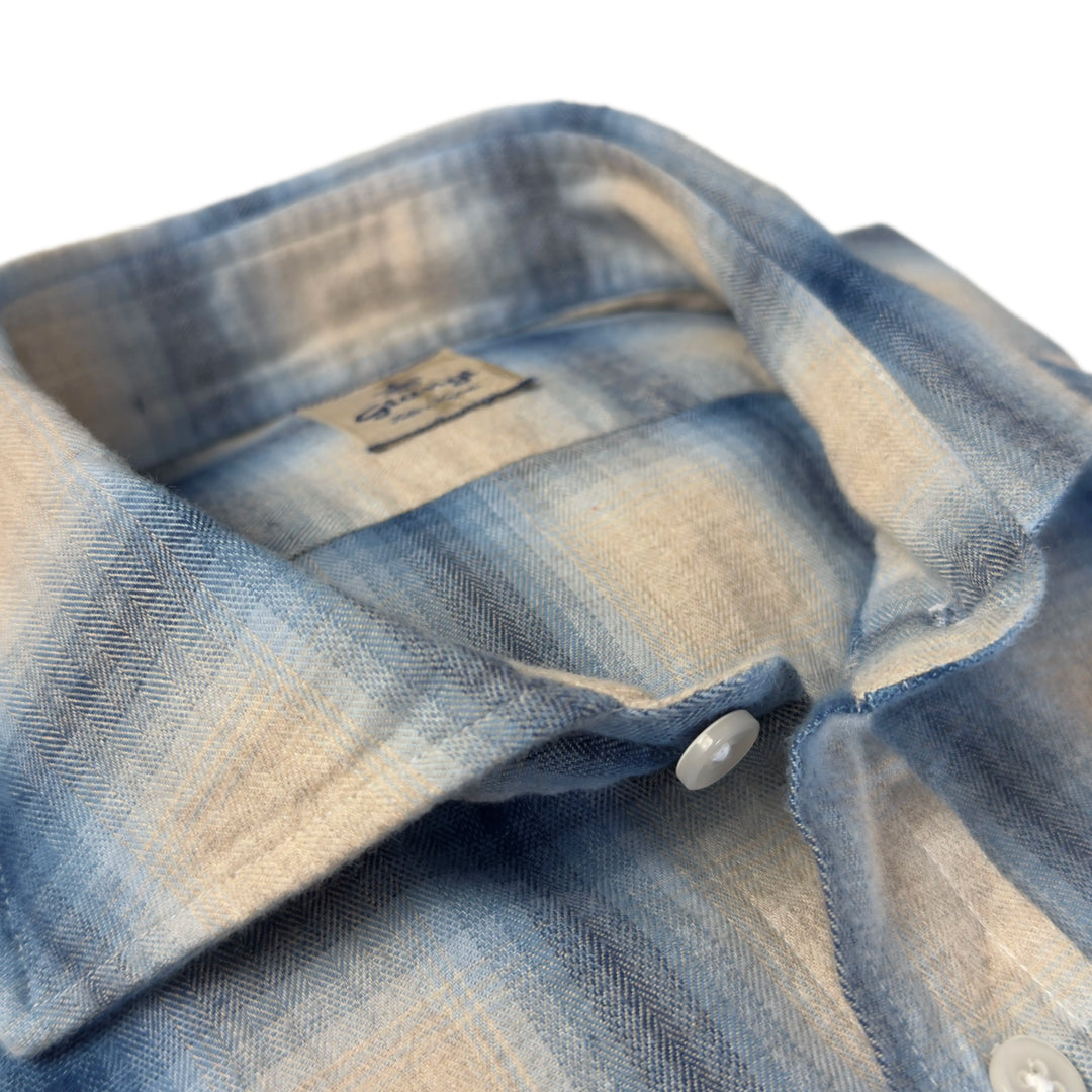 GIANGI BLUE GREY PLAID SHIRT