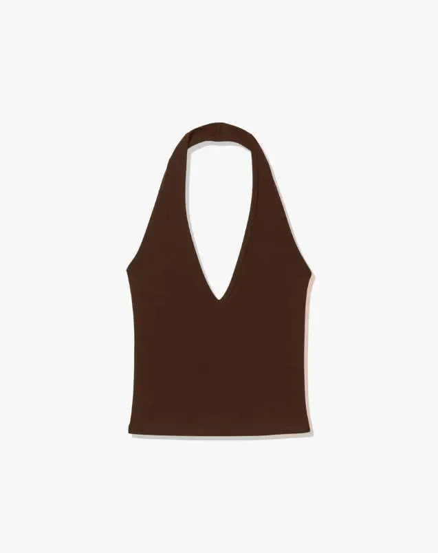 Brown halter top on a white background