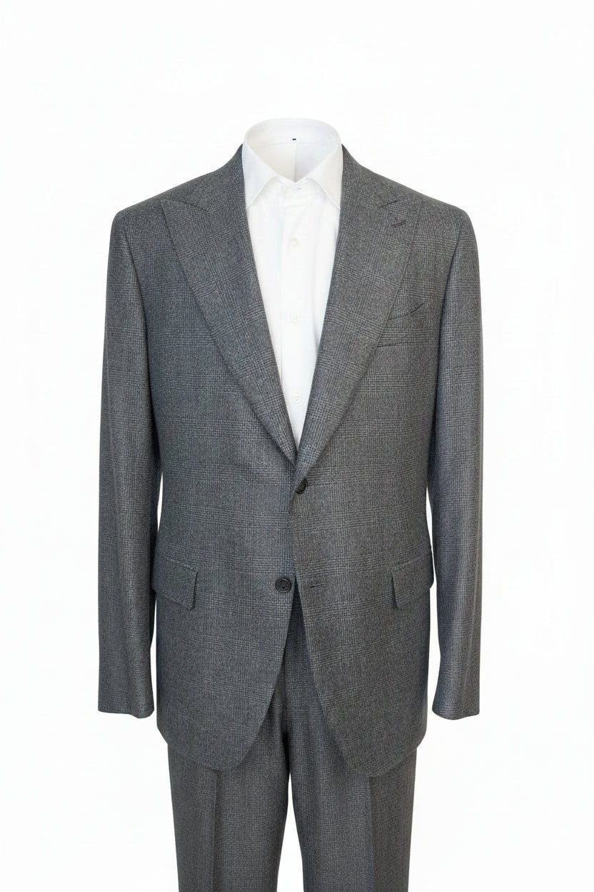 Gray suit jacket with white shirt on a white background