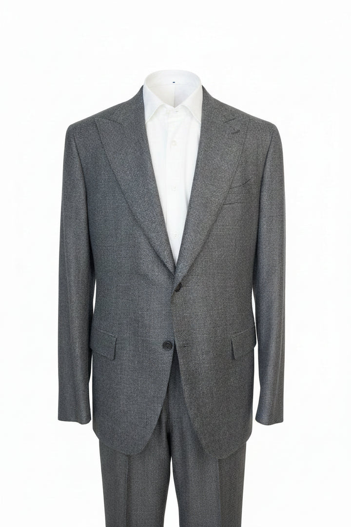 Gray suit jacket with white shirt on a white background