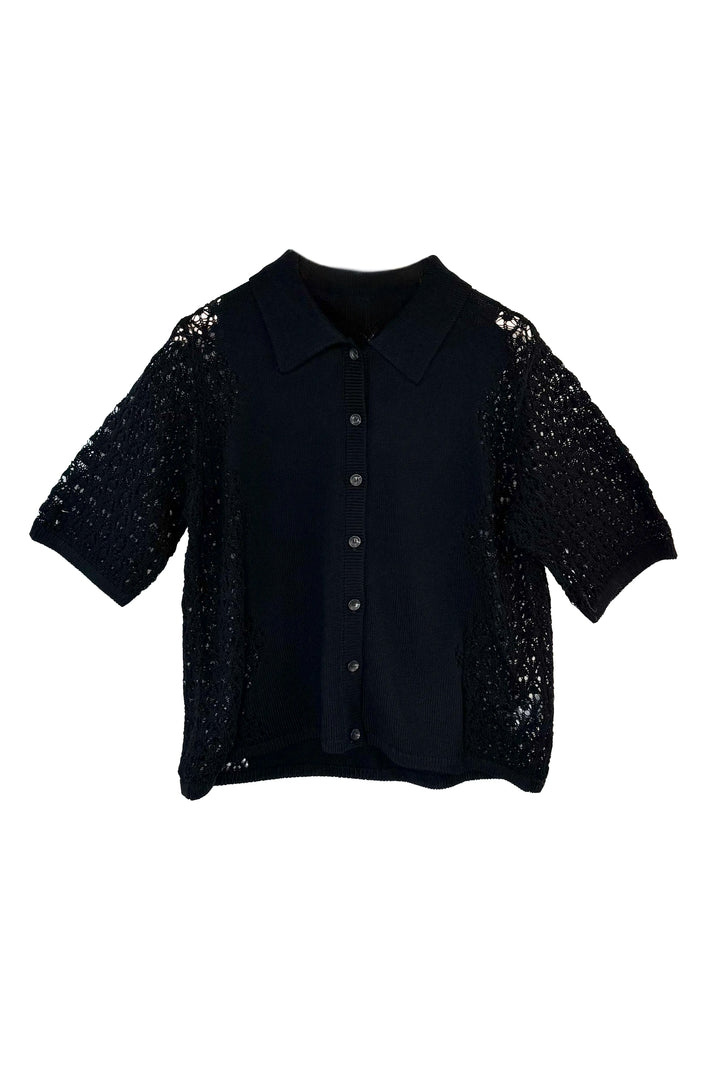 MARIA MCMANUS LACE POLO CARDIGAN