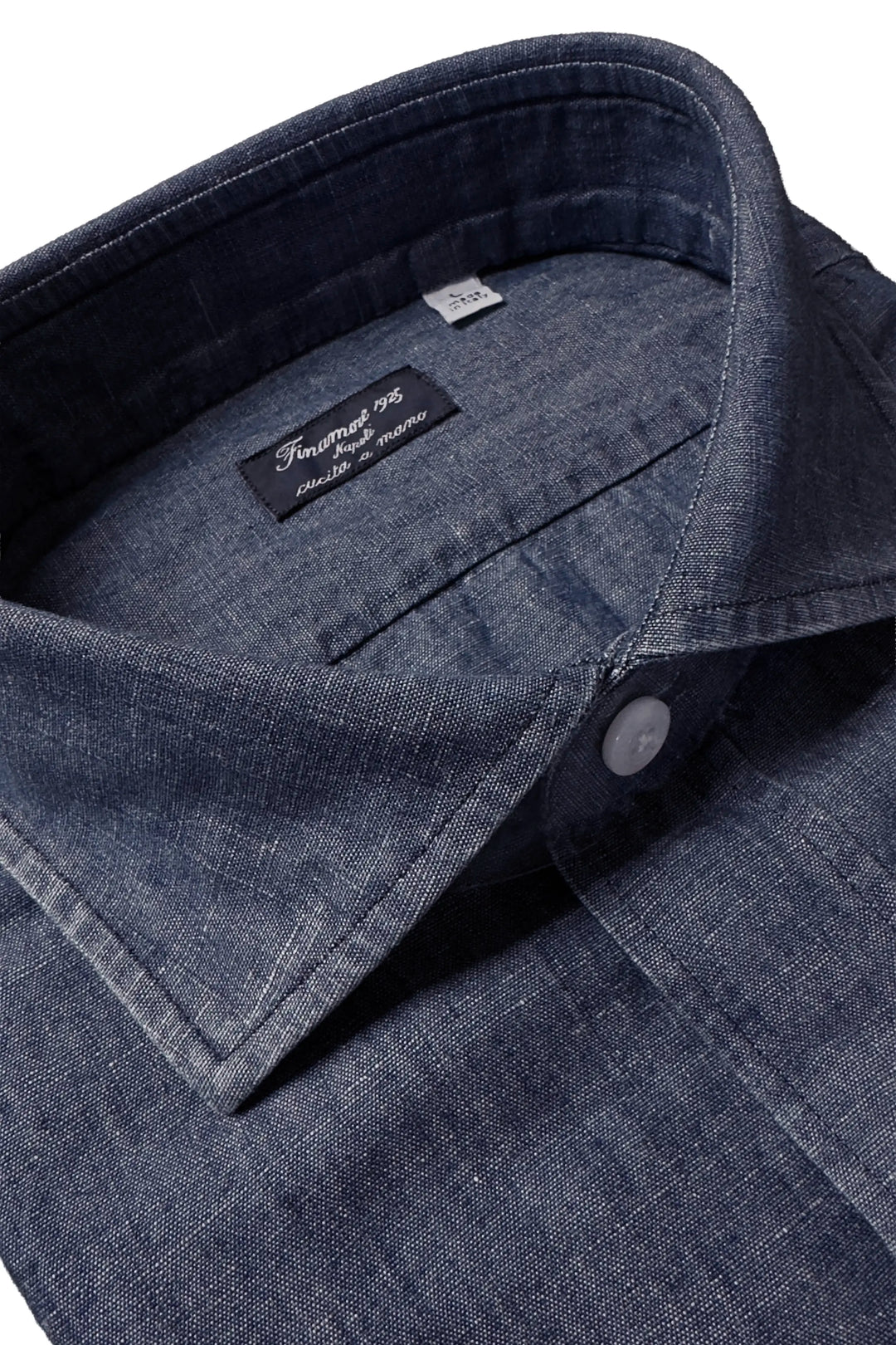 FINAMORE INDIGO COTTON LINEN SHIRT