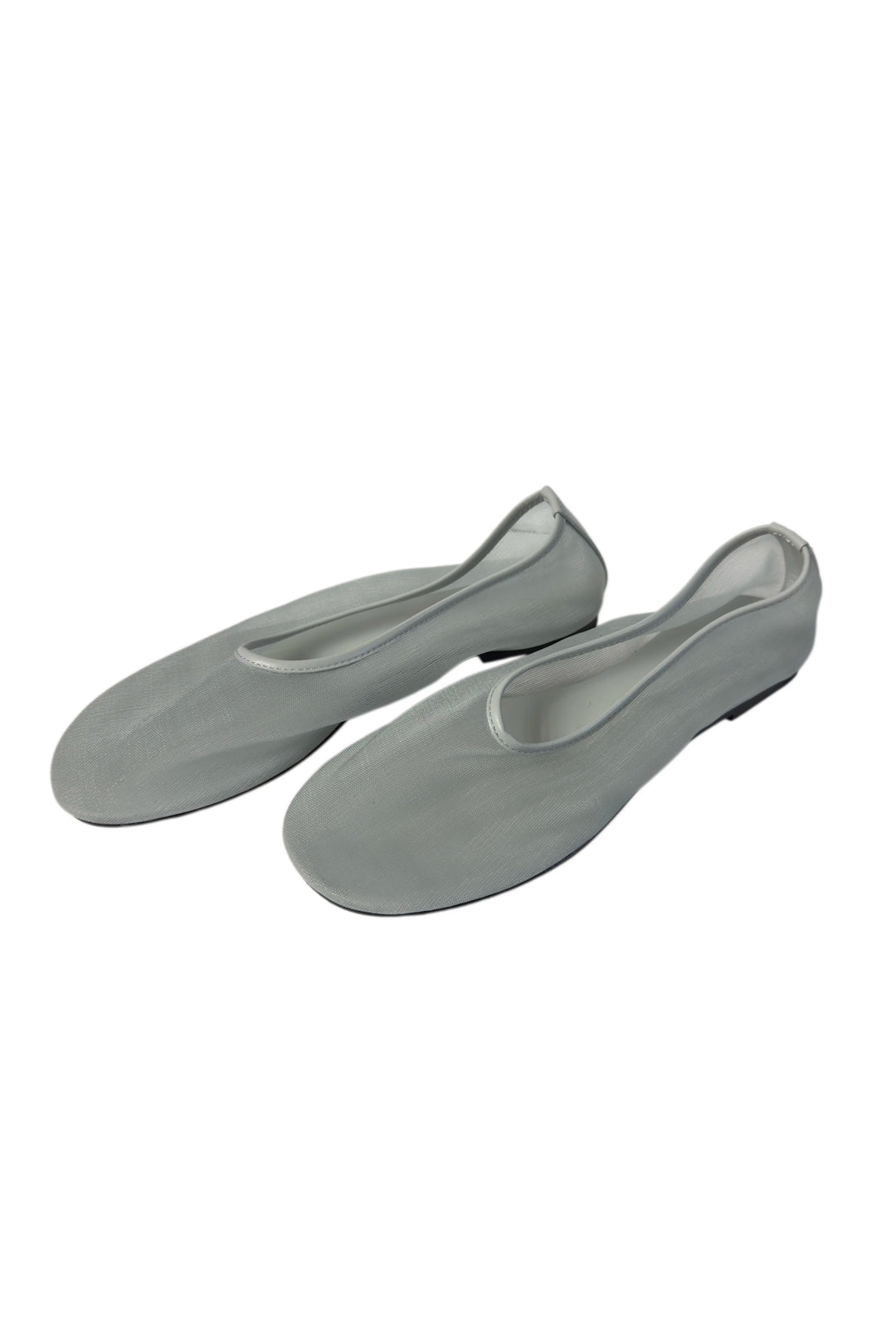 Pair of gray rubber shoes on a white background