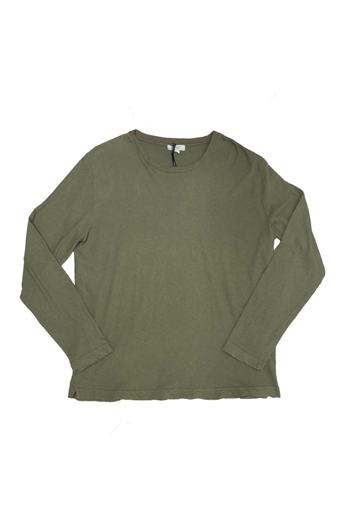 Green long-sleeve shirt on a white background