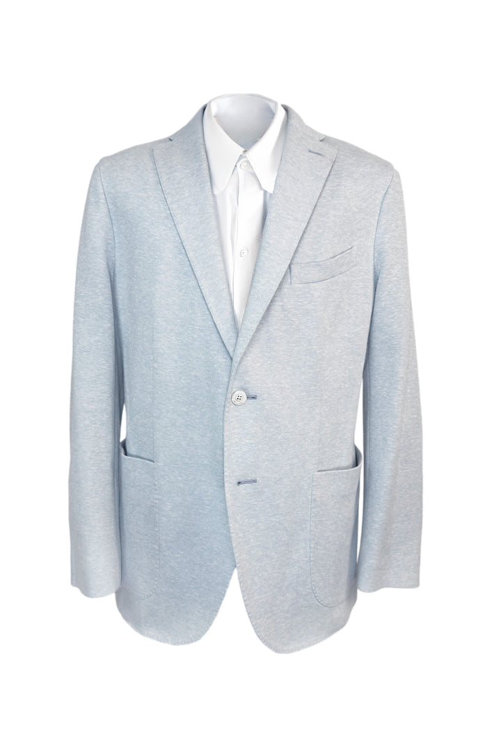 Light gray suit jacket on a white background