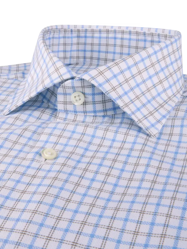 STENSTROMS LIGHT BLUE CHECKED OXFORD SHIRT