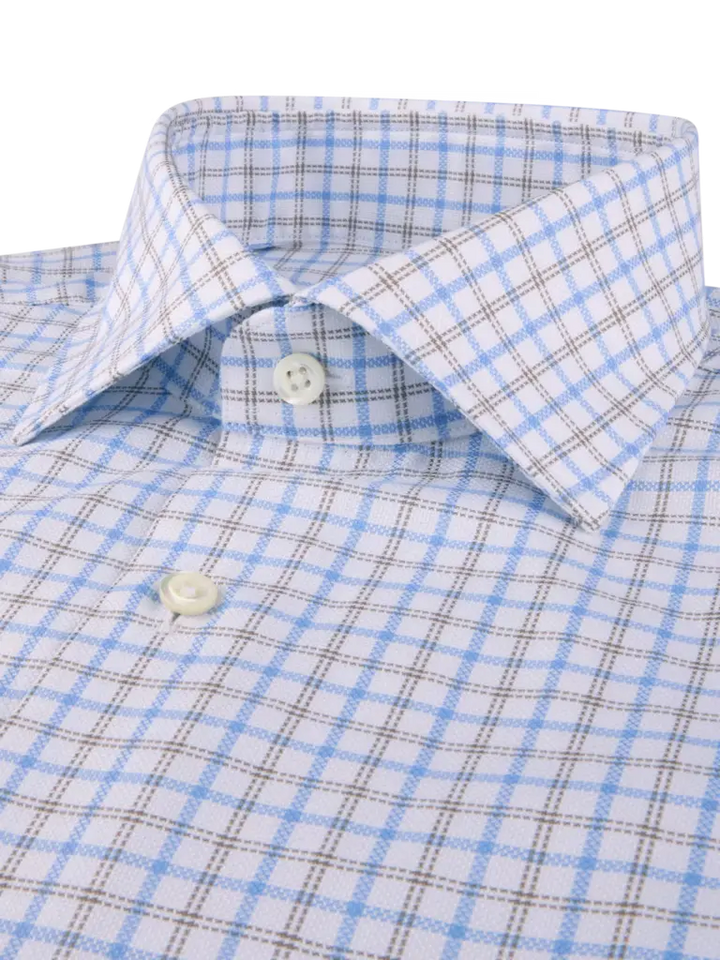 STENSTROMS LIGHT BLUE CHECKED OXFORD SHIRT