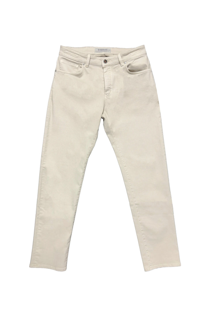 Beige jeans on a white background