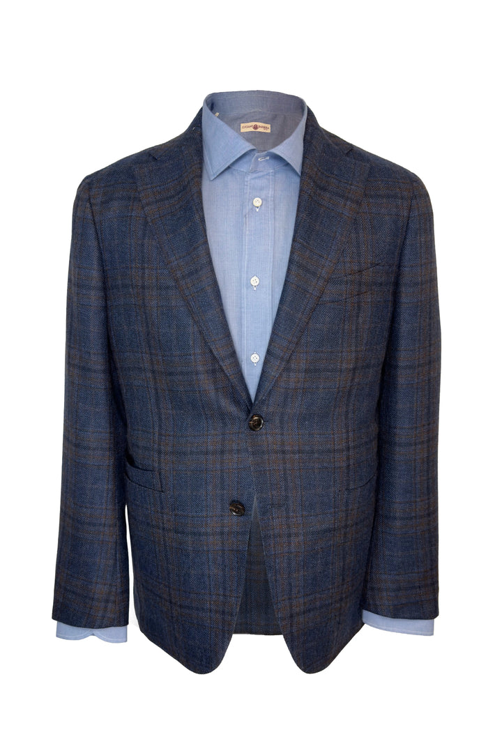 LUCIANO BARBERA NAVY BROWN JACKET
