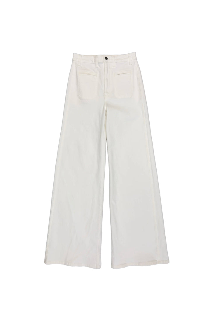 White wide-leg pants on a white background