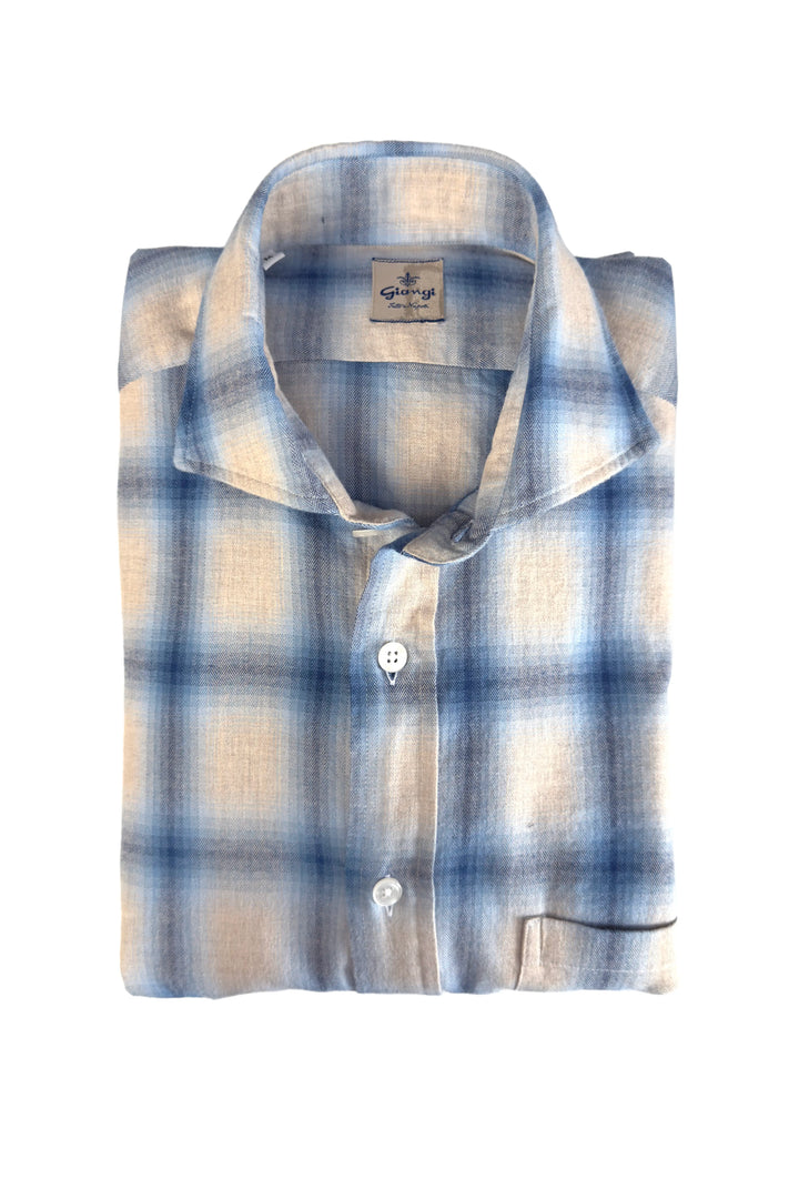 GIANGI BLUE GREY PLAID SHIRT