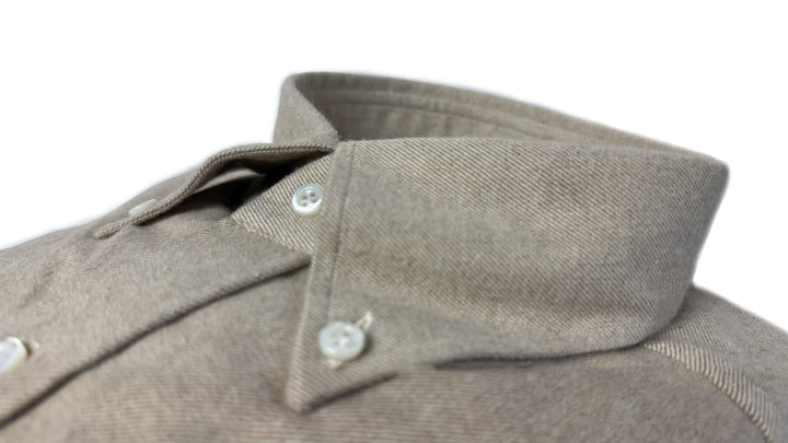 LUCIANO BARBERA TAN BRUSHED TWILL SHIRT