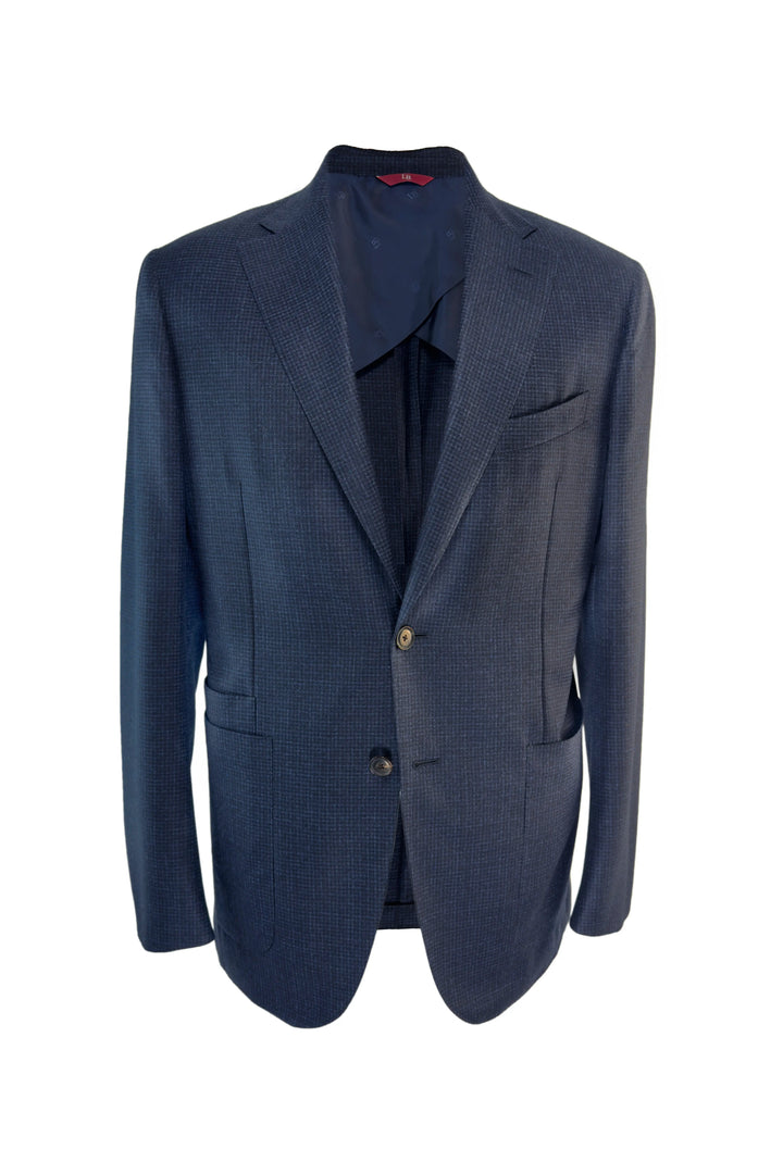 LUCIANO BARBERA NAVY MINI CHECK JACKET