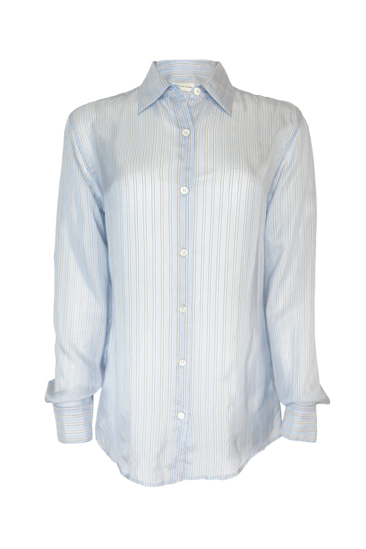 Light blue striped shirt on a white background