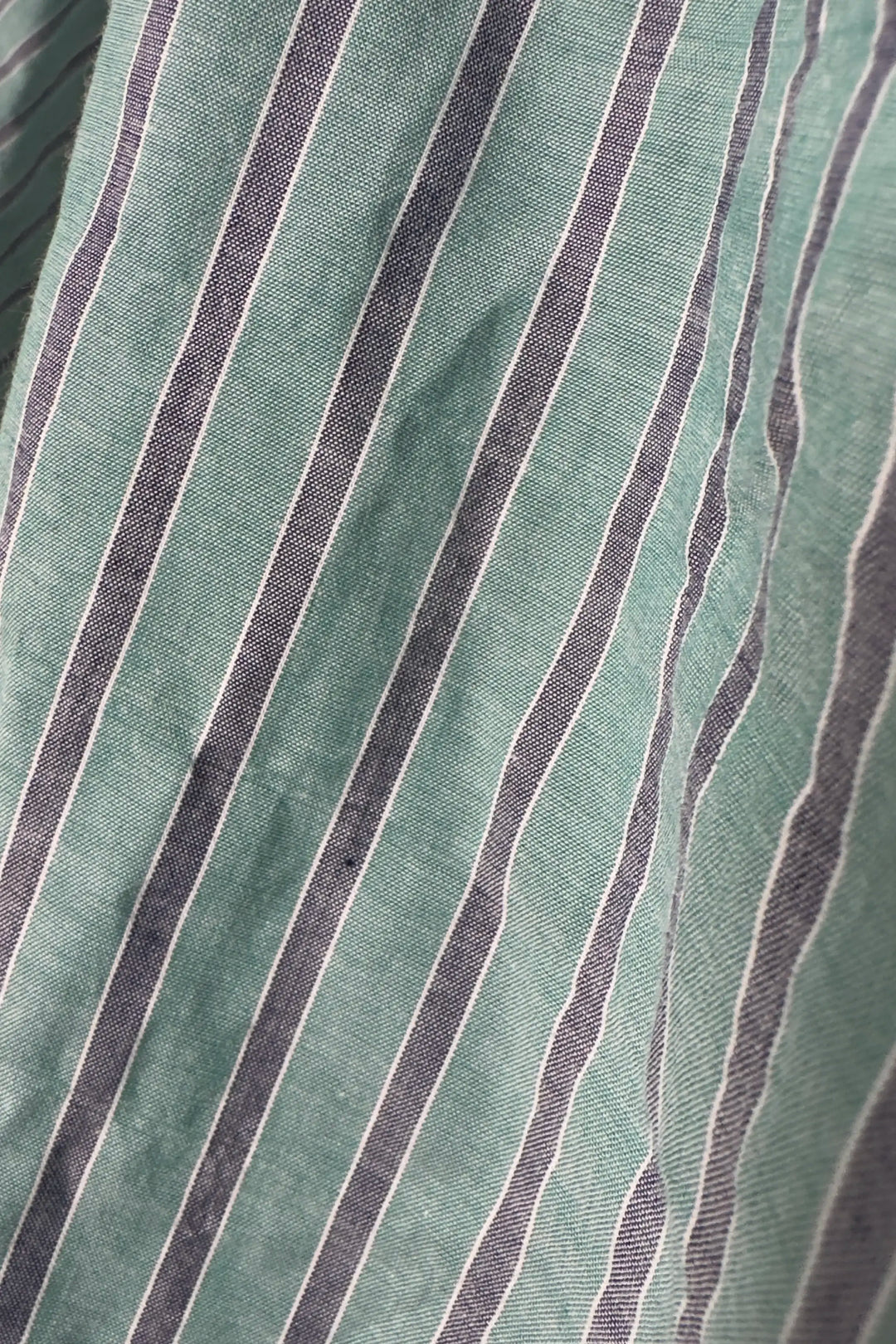 Close-up of green and gray striped fabric