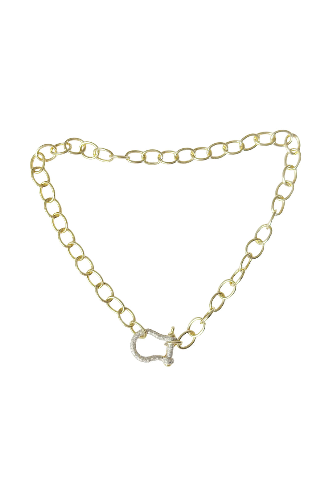 Gold chain necklace on a white background