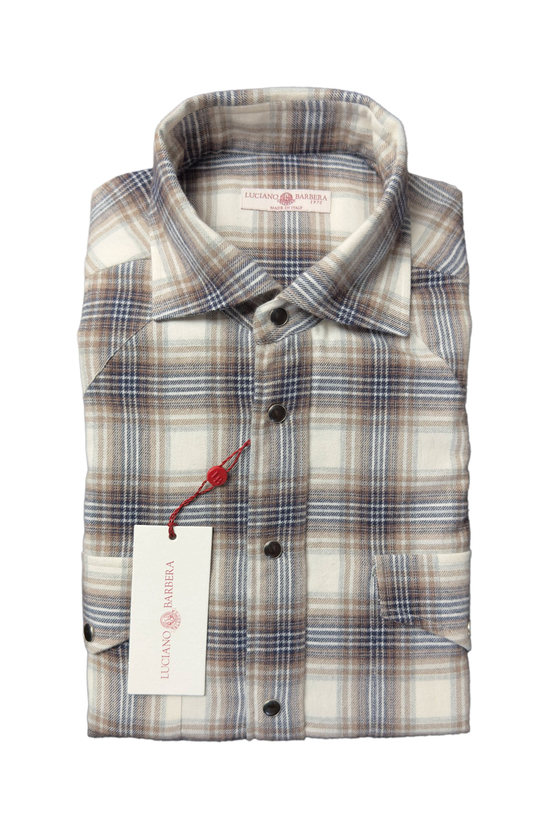 LUCIANO BARBERA CREAM TAN WESTERN SHIRT