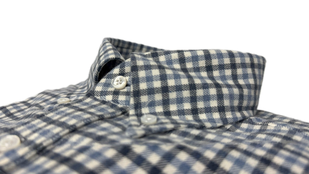 LUCIANO BARBERA LIGHT BLUE FLANNEL CHECKED SHIRT