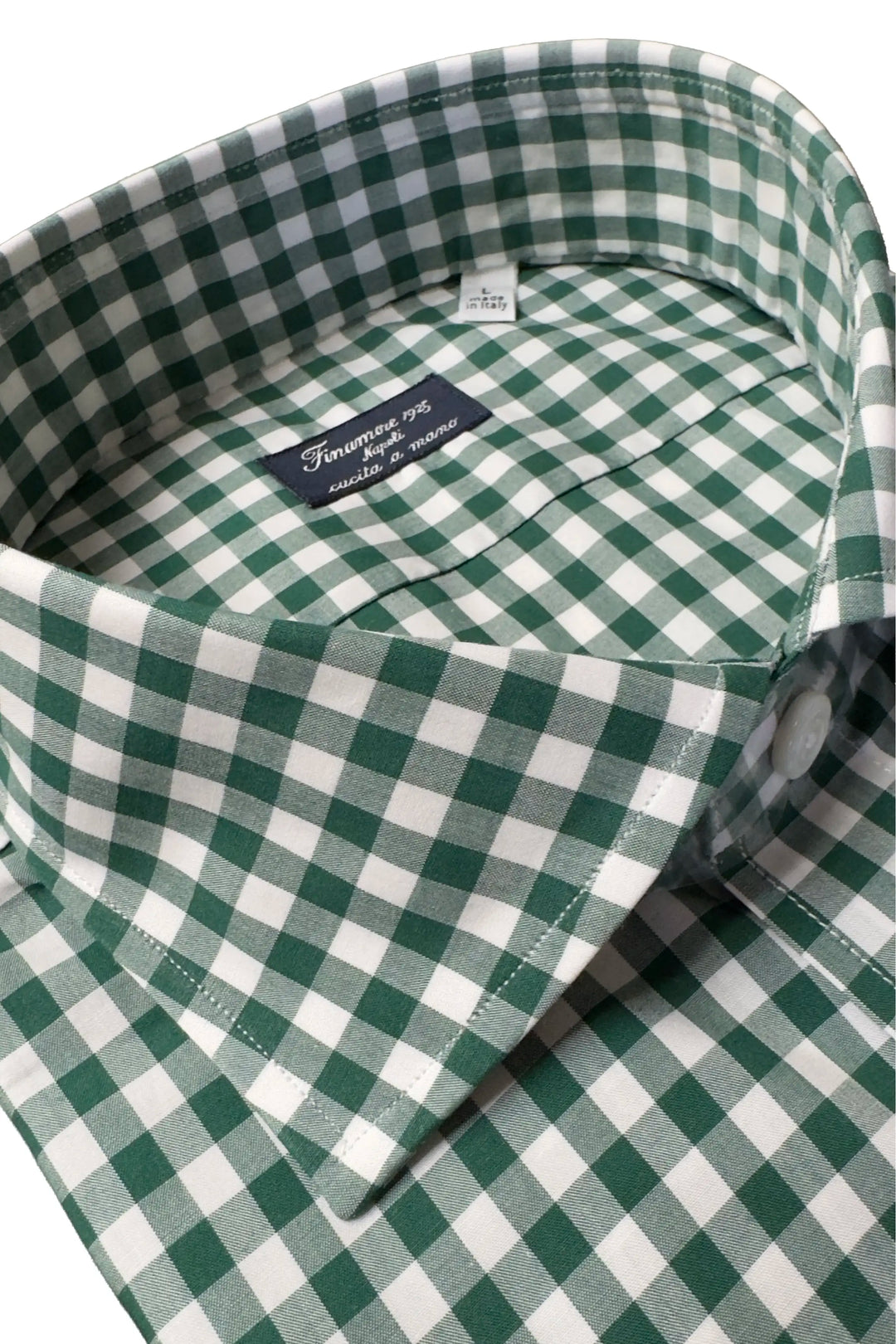 FINAMORE GREEN WHITE CHECK SHIRT
