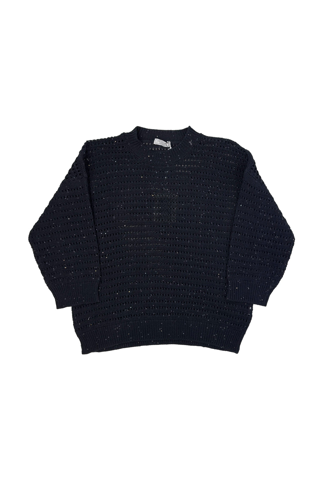 Black textured sweater on a white background