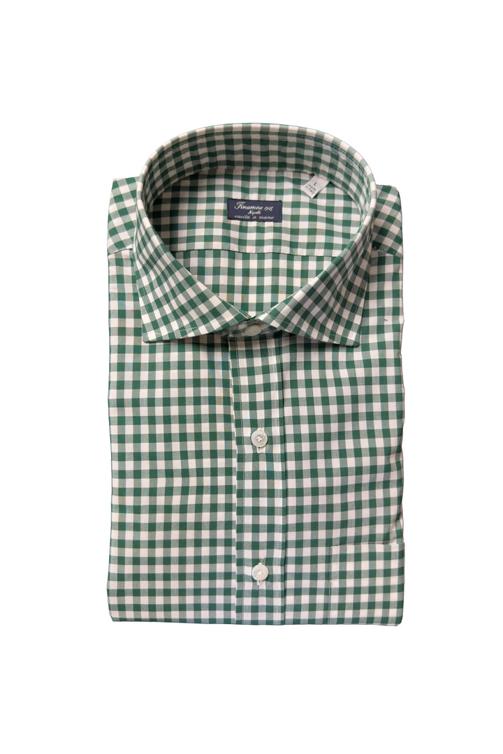 FINAMORE GREEN WHITE CHECK SHIRT