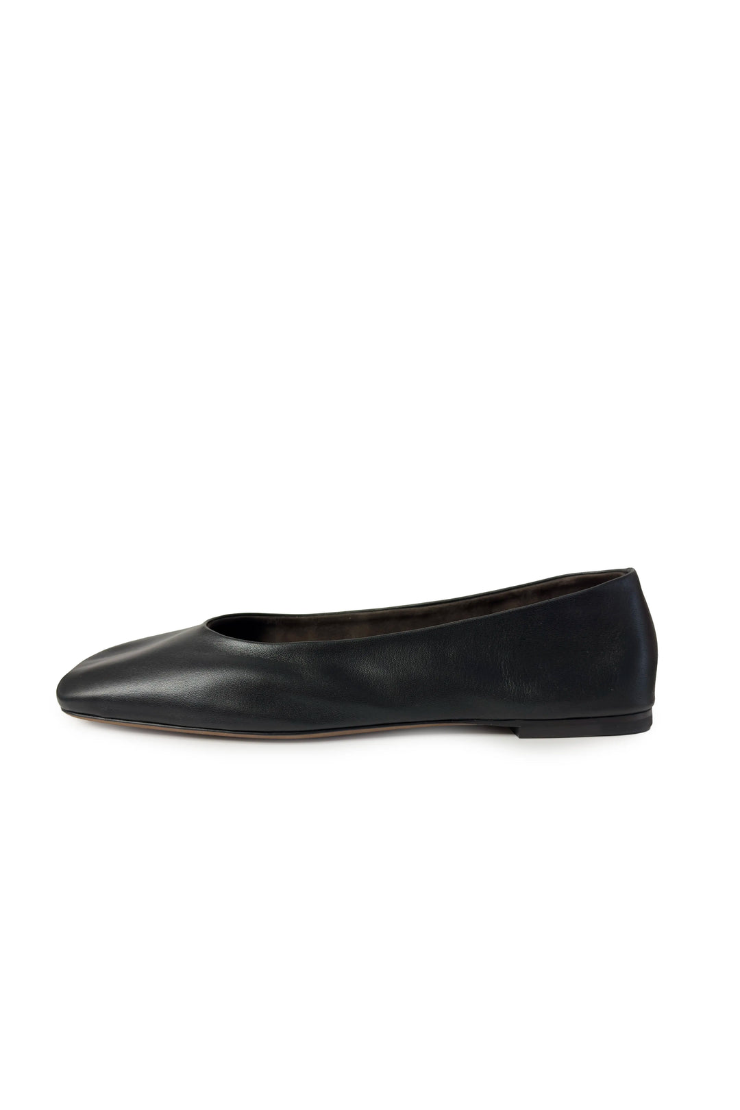 Black flat shoe on a white background