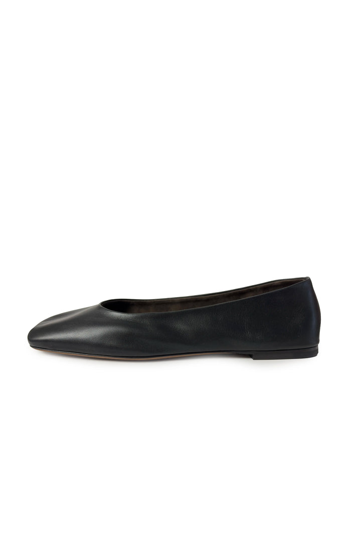 Black flat shoe on a white background