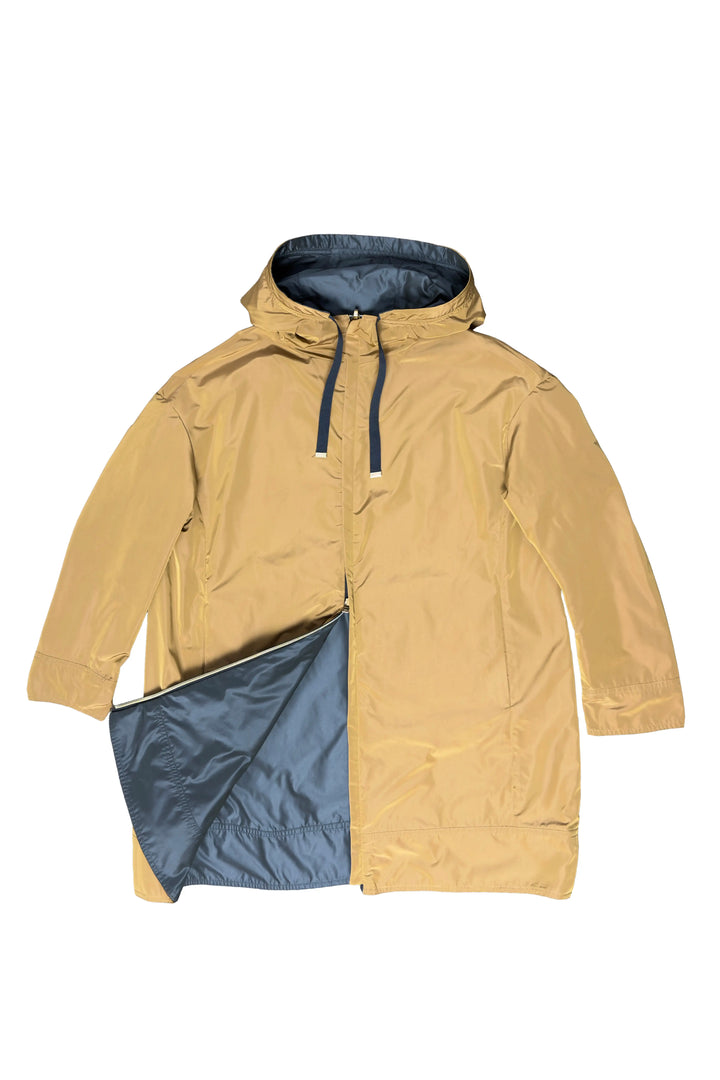 Beige jacket with a hood on a white background