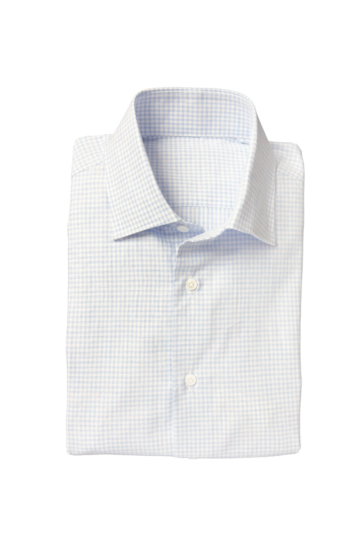 LAWRENCE COVELL LIGHT BLUE CHECK SHIRT
