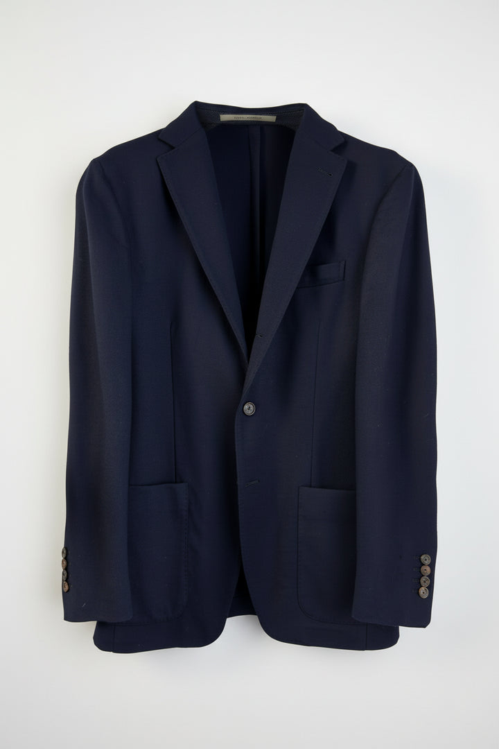 Navy blue blazer on a white background