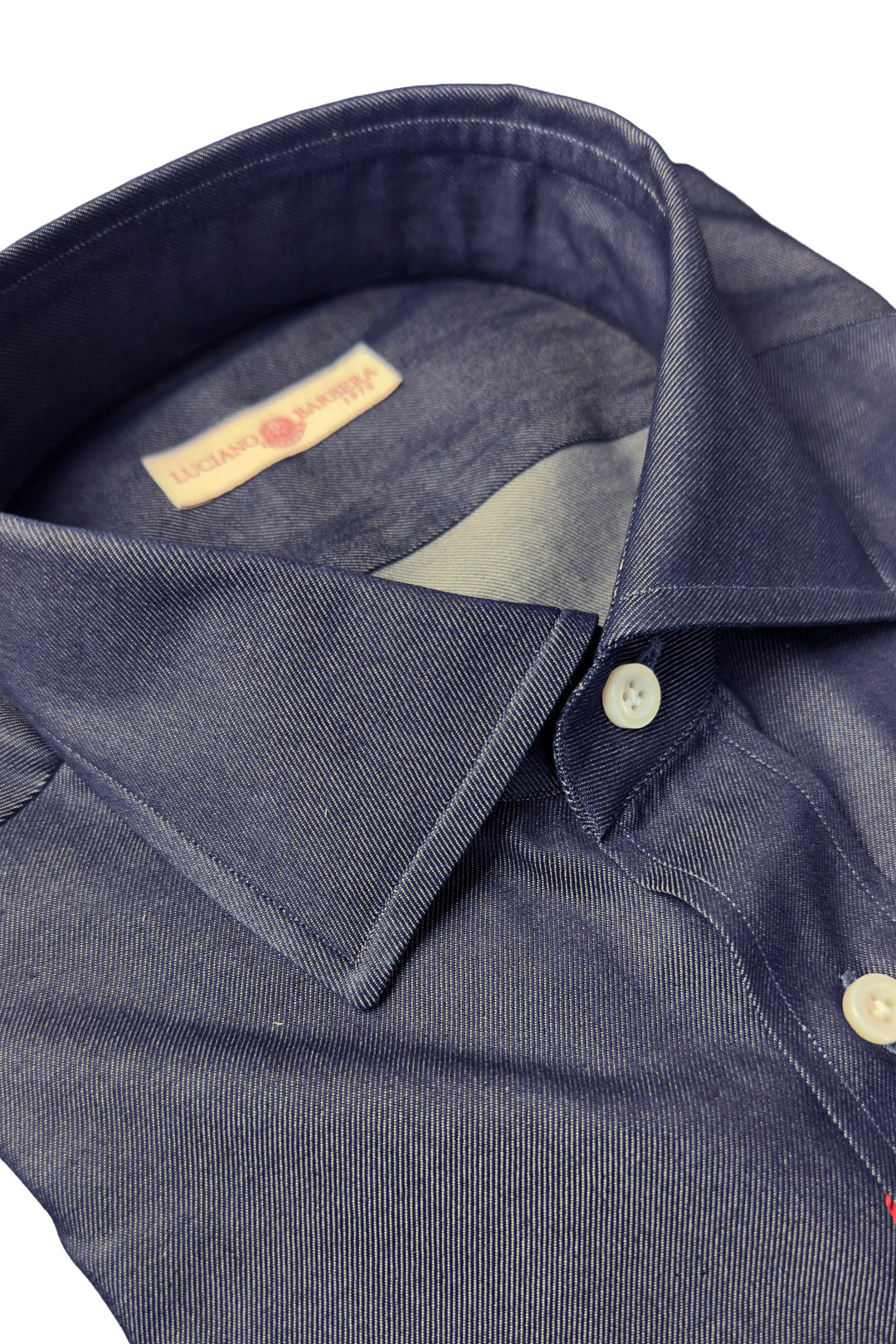 LUCIANO BARBERA NAVY CHAMBRAY SHIRT
