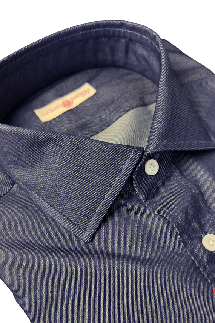 LUCIANO BARBERA NAVY CHAMBRAY SHIRT