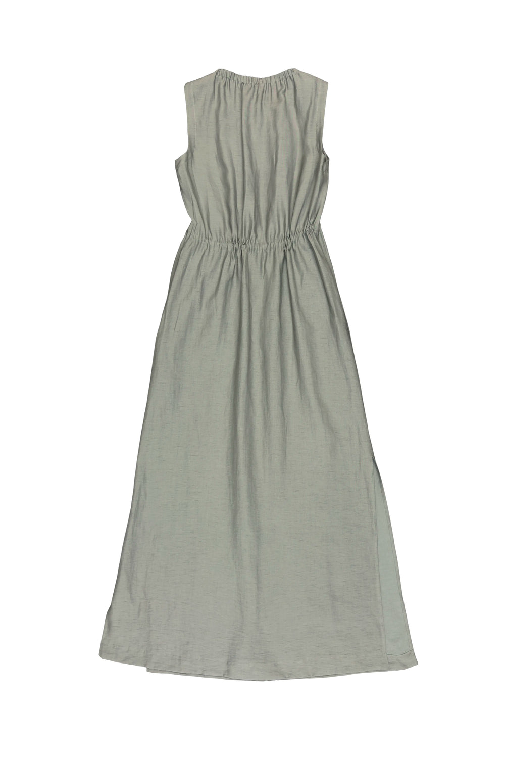 Sleeveless green dress on a white background