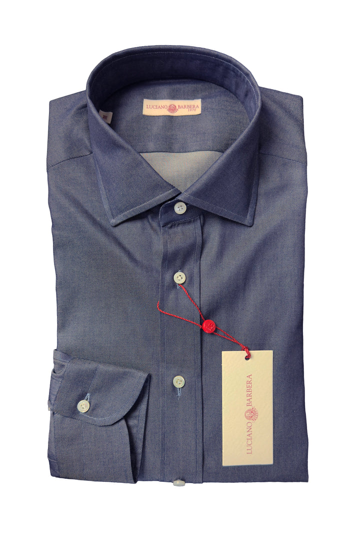 LUCIANO BARBERA NAVY CHAMBRAY SHIRT