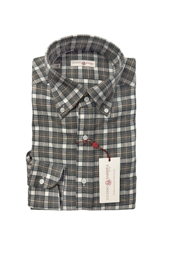 LUCIANO BARBERA PLAID FLANNEL SHIRT