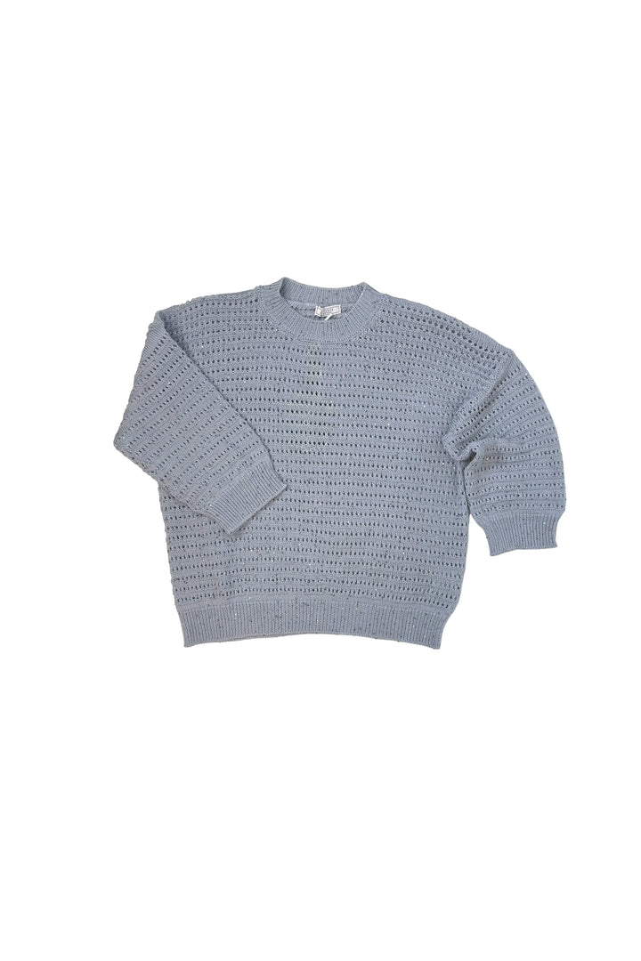 Light blue knitted sweater on a white background