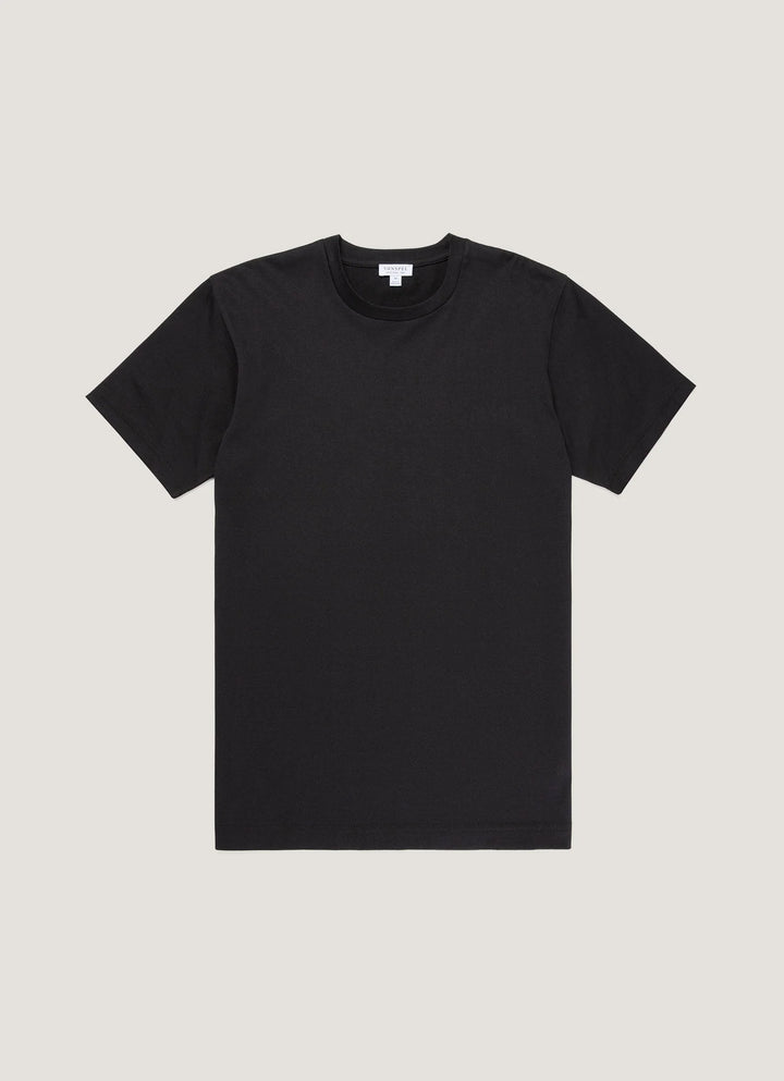 Black t-shirt on a light gray background