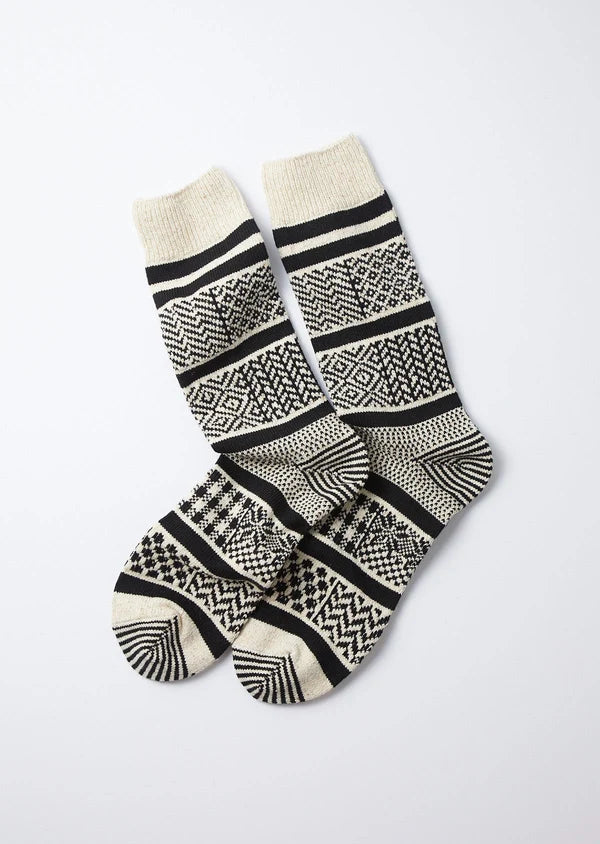 ROTOTO MULTI JACQUARD CREW SOCKS