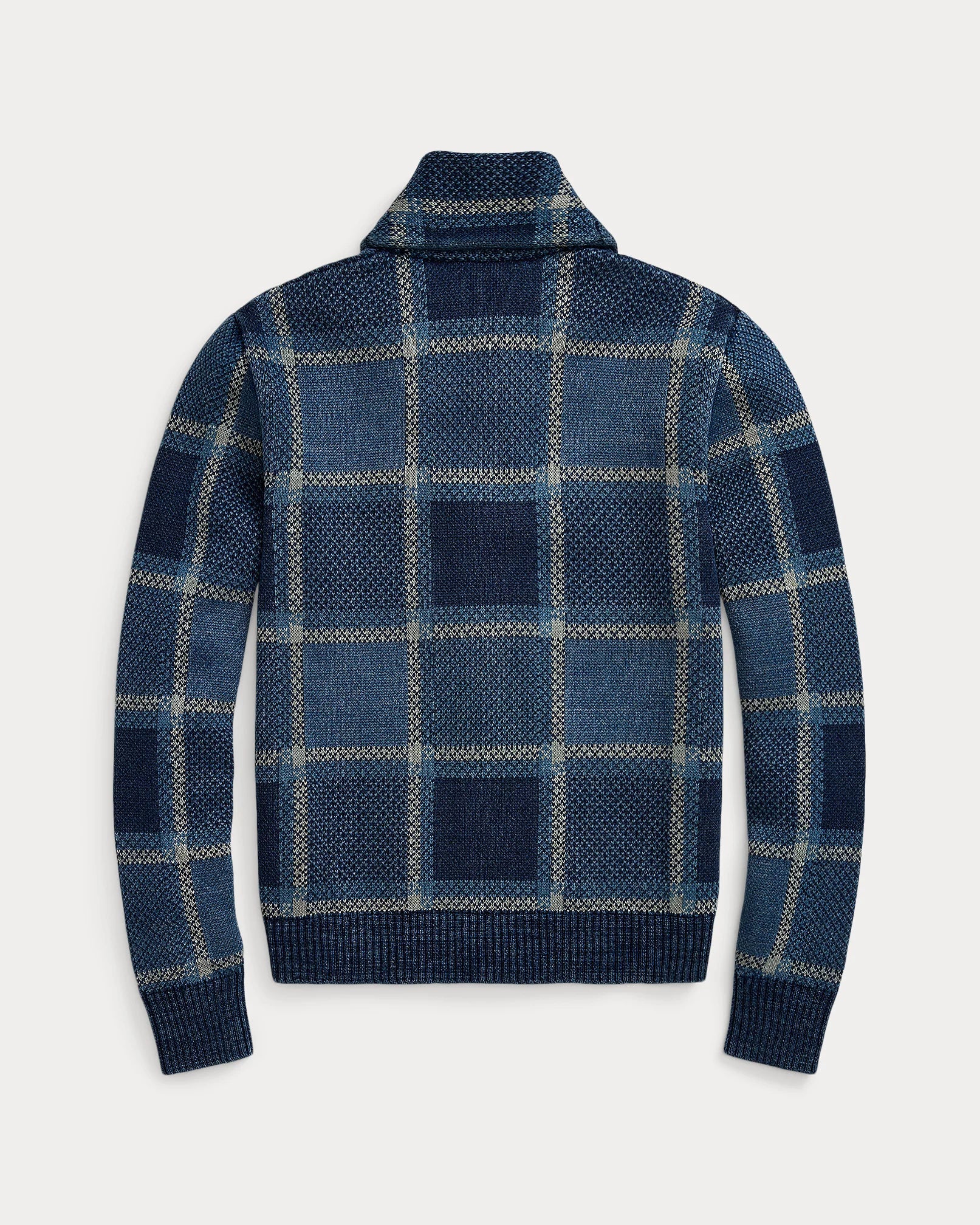 RRL BUFFALO PLAID SHAWL COLLAR WOOL KNIT SWEAER ダブルアールエル 