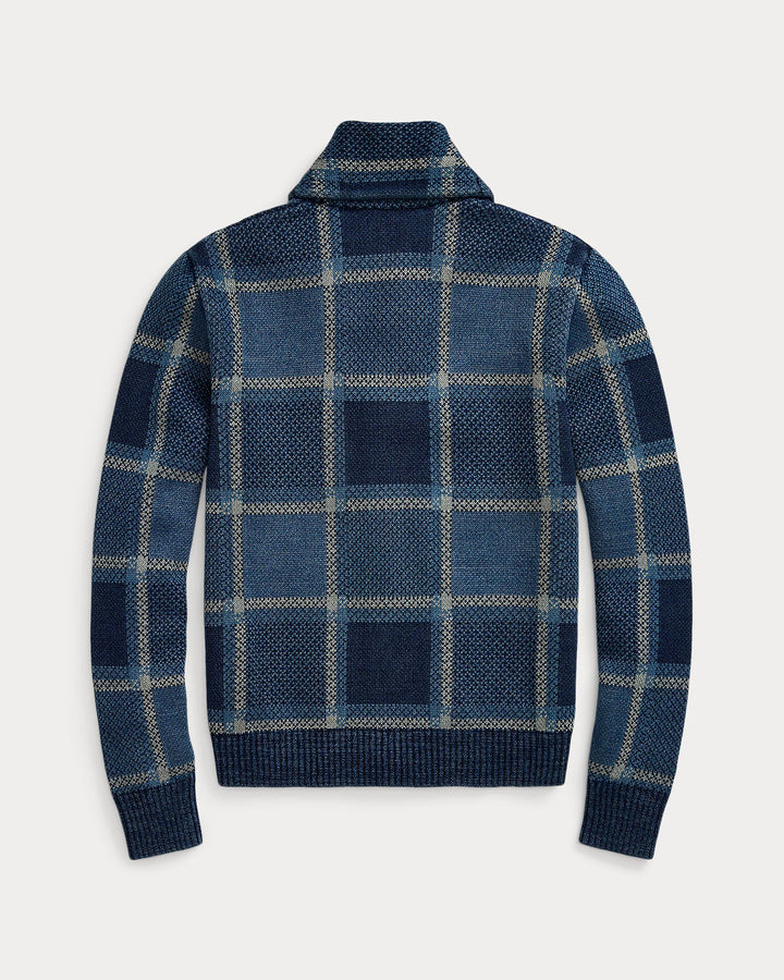 RRL JACQUARD PLAID CARDIGAN