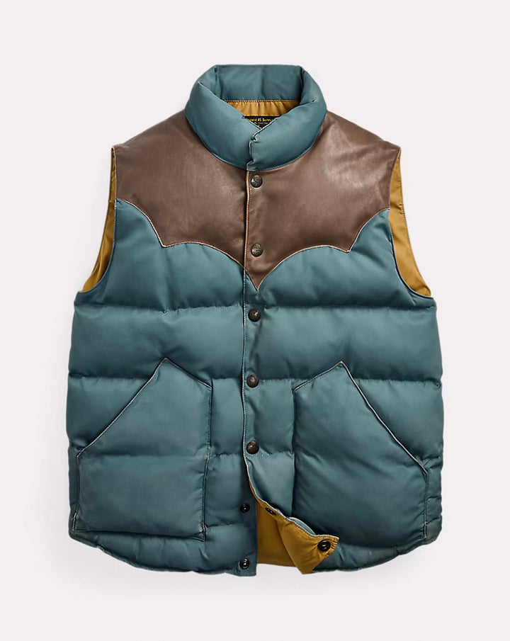 RRL LEATHER-YOKE QUILTED VEST