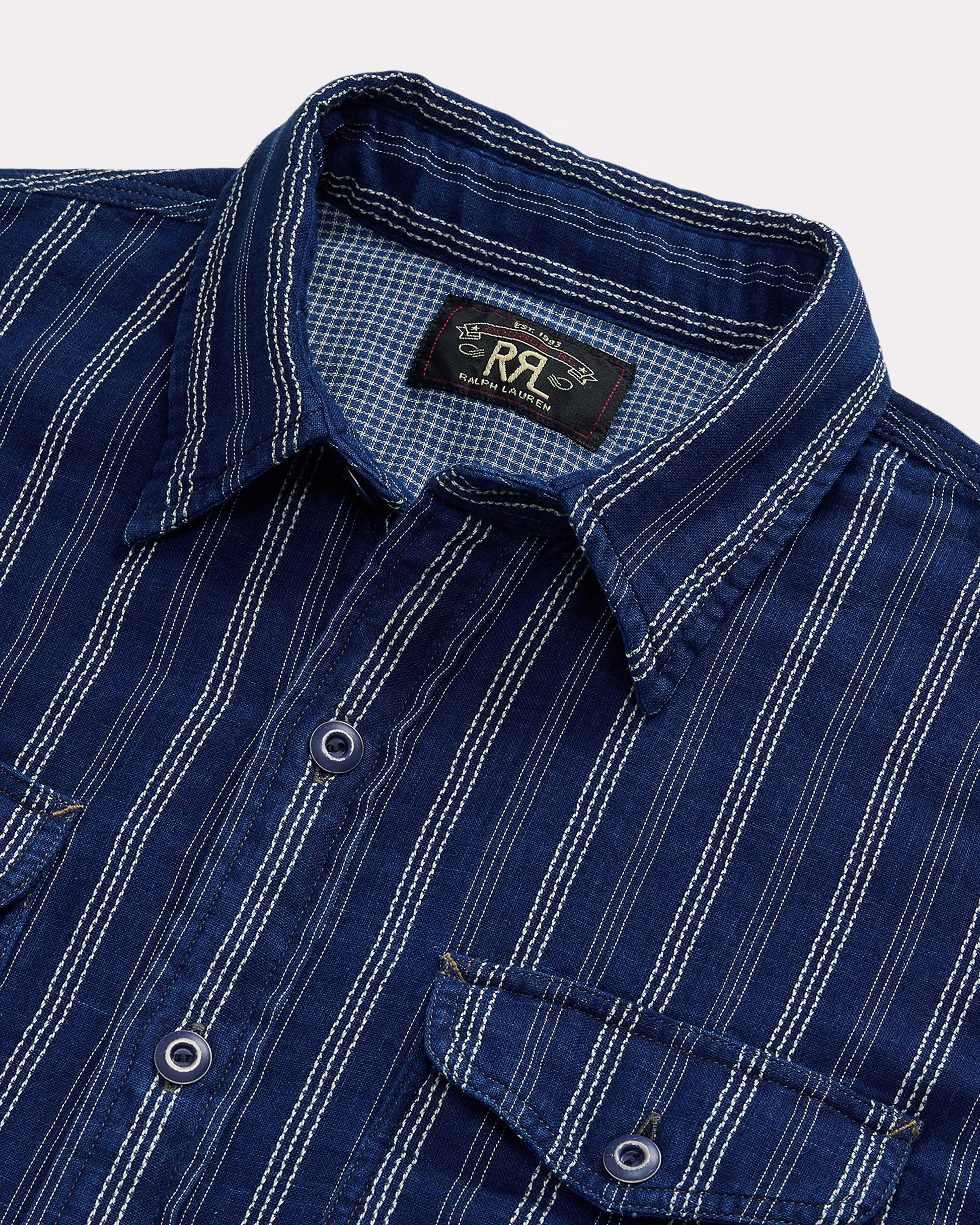 RRL INDIGO CHECK WORK SHIRT メタルボタン インディゴ RRL Indigo