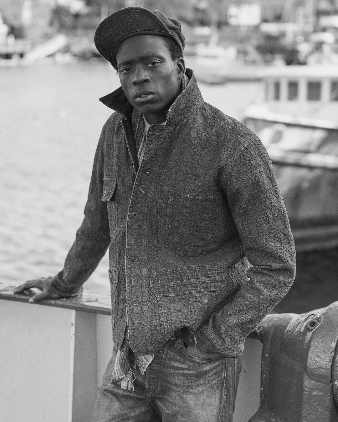 RRL DENIM JACQUARD OVERSHIRT